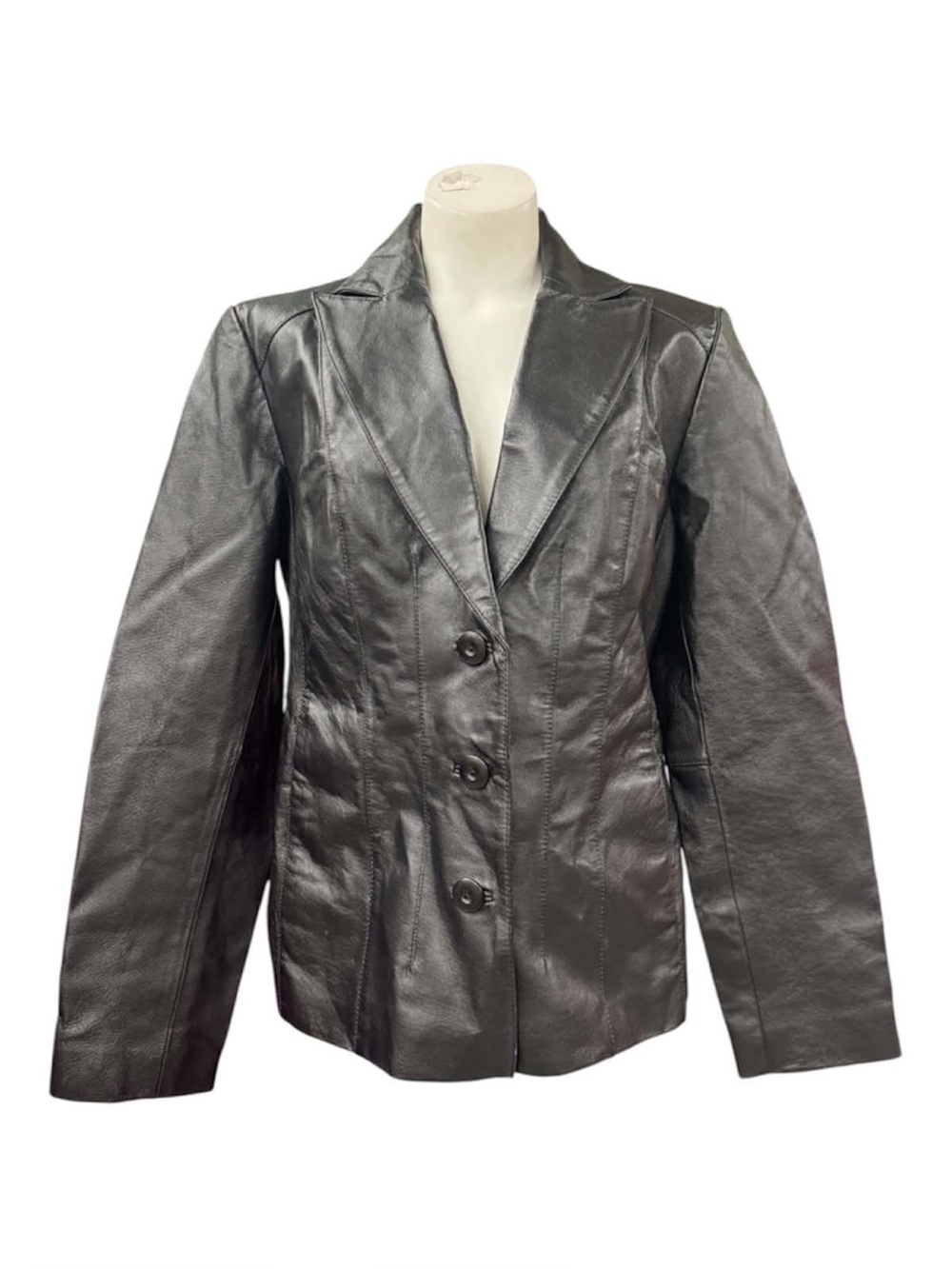 East 5th Black Leather Tailored Blazer Jacket Size M